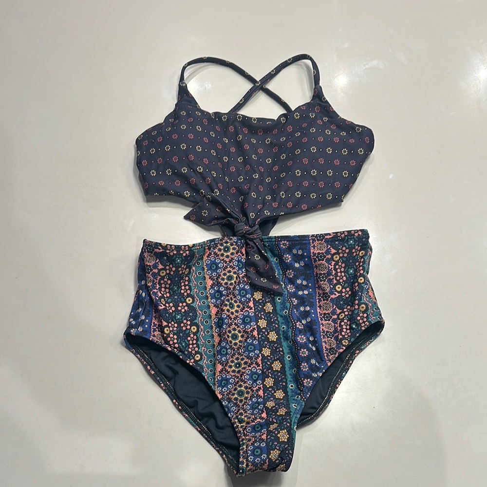 Floral Kids One Piece Swimsuit - Multicolor